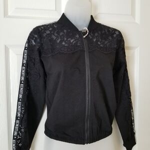 Influencer Black Lace BomberJacket Women/Girls Size XS